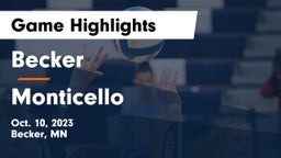 Becker  vs Monticello  Game Highlights - Oct. 10, 2023