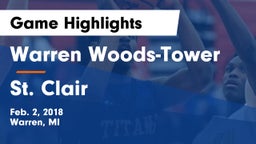 Warren Woods-Tower  vs St. Clair Game Highlights - Feb. 2, 2018