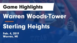 Warren Woods-Tower  vs Sterling Heights Game Highlights - Feb. 4, 2019