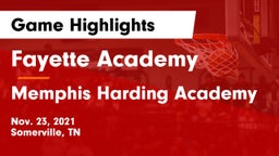 Fayette Academy  vs Memphis Harding Academy Game Highlights - Nov. 23, 2021