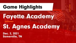 Fayette Academy  vs St. Agnes Academy Game Highlights - Dec. 2, 2021