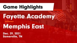 Fayette Academy  vs Memphis East Game Highlights - Dec. 29, 2021