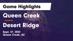 Queen Creek  vs Desert Ridge  Game Highlights - Sept. 27, 2022