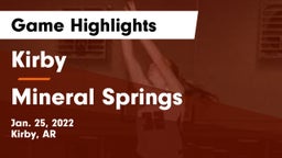 Kirby  vs Mineral Springs  Game Highlights - Jan. 25, 2022