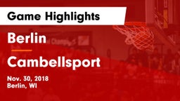Berlin  vs Cambellsport  Game Highlights - Nov. 30, 2018