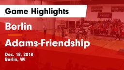 Berlin  vs Adams-Friendship  Game Highlights - Dec. 18, 2018