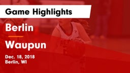 Berlin  vs Waupun  Game Highlights - Dec. 18, 2018