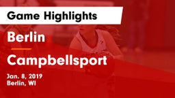 Berlin  vs Campbellsport  Game Highlights - Jan. 8, 2019