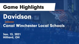 Davidson  vs Canal Winchester Local Schools Game Highlights - Jan. 13, 2021