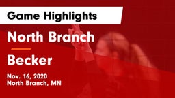 North Branch  vs Becker  Game Highlights - Nov. 16, 2020