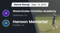Recap: Westminster Christian Academy  vs. Hanson Memorial  2018