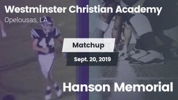 Matchup: Westminster Christia vs. Hanson Memorial 2019
