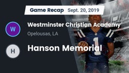 Recap: Westminster Christian Academy  vs. Hanson Memorial 2019