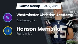 Recap: Westminster Christian Academy  vs. Hanson Memorial  2020