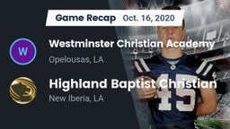 Recap: Westminster Christian Academy  vs. Highland Baptist Christian  2020