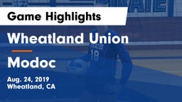 Wheatland Union  vs Modoc Game Highlights - Aug. 24, 2019