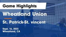 Wheatland Union  vs St. Patrick-St. vincent Game Highlights - Sept. 16, 2023