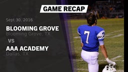 Recap: Blooming Grove  vs. AAA Academy 2016