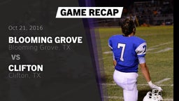 Recap: Blooming Grove  vs. Clifton  2016