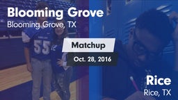 Matchup: Blooming Grove vs. Rice  2016
