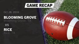 Recap: Blooming Grove  vs. Rice  2016