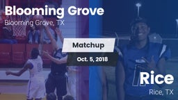Matchup: Blooming Grove vs. Rice  2018