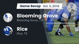 Recap: Blooming Grove  vs. Rice  2018