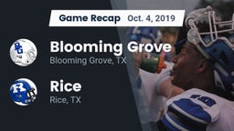 Recap: Blooming Grove  vs. Rice  2019