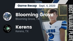 Recap: Blooming Grove  vs. Kerens  2020