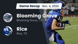 Recap: Blooming Grove  vs. Rice  2020