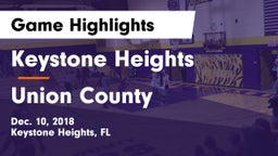 Keystone Heights  vs Union County Game Highlights - Dec. 10, 2018