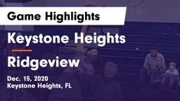Keystone Heights  vs Ridgeview Game Highlights - Dec. 15, 2020
