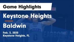 Keystone Heights  vs Baldwin  Game Highlights - Feb. 3, 2020