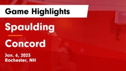 Spaulding  vs Concord  Game Highlights - Jan. 6, 2023