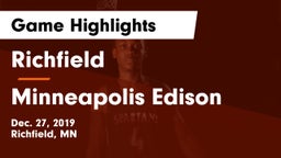 Richfield  vs Minneapolis Edison  Game Highlights - Dec. 27, 2019