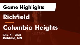 Richfield  vs Columbia Heights  Game Highlights - Jan. 31, 2020