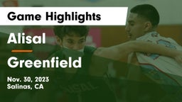 Alisal  vs Greenfield  Game Highlights - Nov. 30, 2023