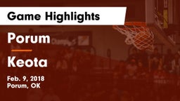 Porum  vs Keota  Game Highlights - Feb. 9, 2018