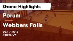 Porum  vs Webbers Falls Game Highlights - Dec. 7, 2018