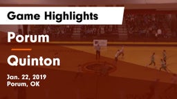 Porum  vs Quinton Game Highlights - Jan. 22, 2019