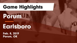 Porum  vs Earlsboro Game Highlights - Feb. 8, 2019