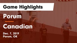 Porum  vs Canadian  Game Highlights - Dec. 7, 2019