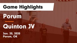 Porum  vs Quinton JV Game Highlights - Jan. 20, 2020