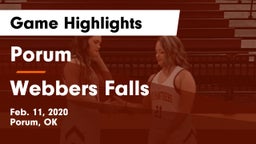 Porum  vs Webbers Falls Game Highlights - Feb. 11, 2020