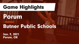 Porum  vs Butner Public Schools Game Highlights - Jan. 9, 2021