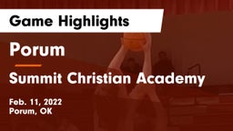 Porum  vs Summit Christian Academy  Game Highlights - Feb. 11, 2022