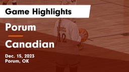 Porum  vs Canadian  Game Highlights - Dec. 15, 2023