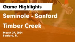 Seminole  - Sanford vs Timber Creek  Game Highlights - March 29, 2024