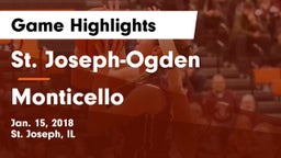 St. Joseph-Ogden  vs Monticello  Game Highlights - Jan. 15, 2018