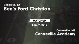 Matchup: Ben's Ford Christian vs. Centreville Academy  2016